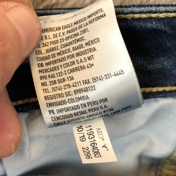 American Eagle Womens Jeans Size 2 Super Hi-Rise Jegging Distressed Blue Denim - Picture 10 of 14